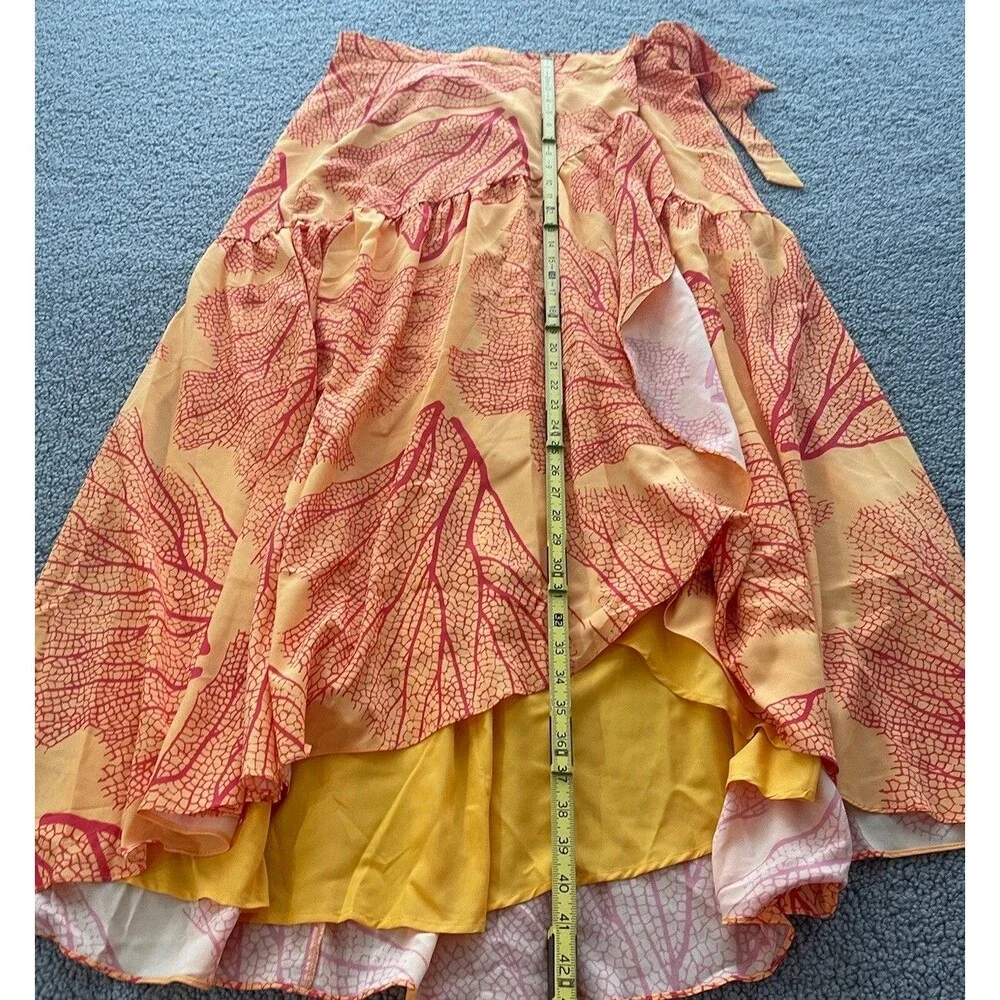Anthropologie Hutch Skirt Wrap Maxi Orange Floral Preppy Vacay Boho Size XL NWT